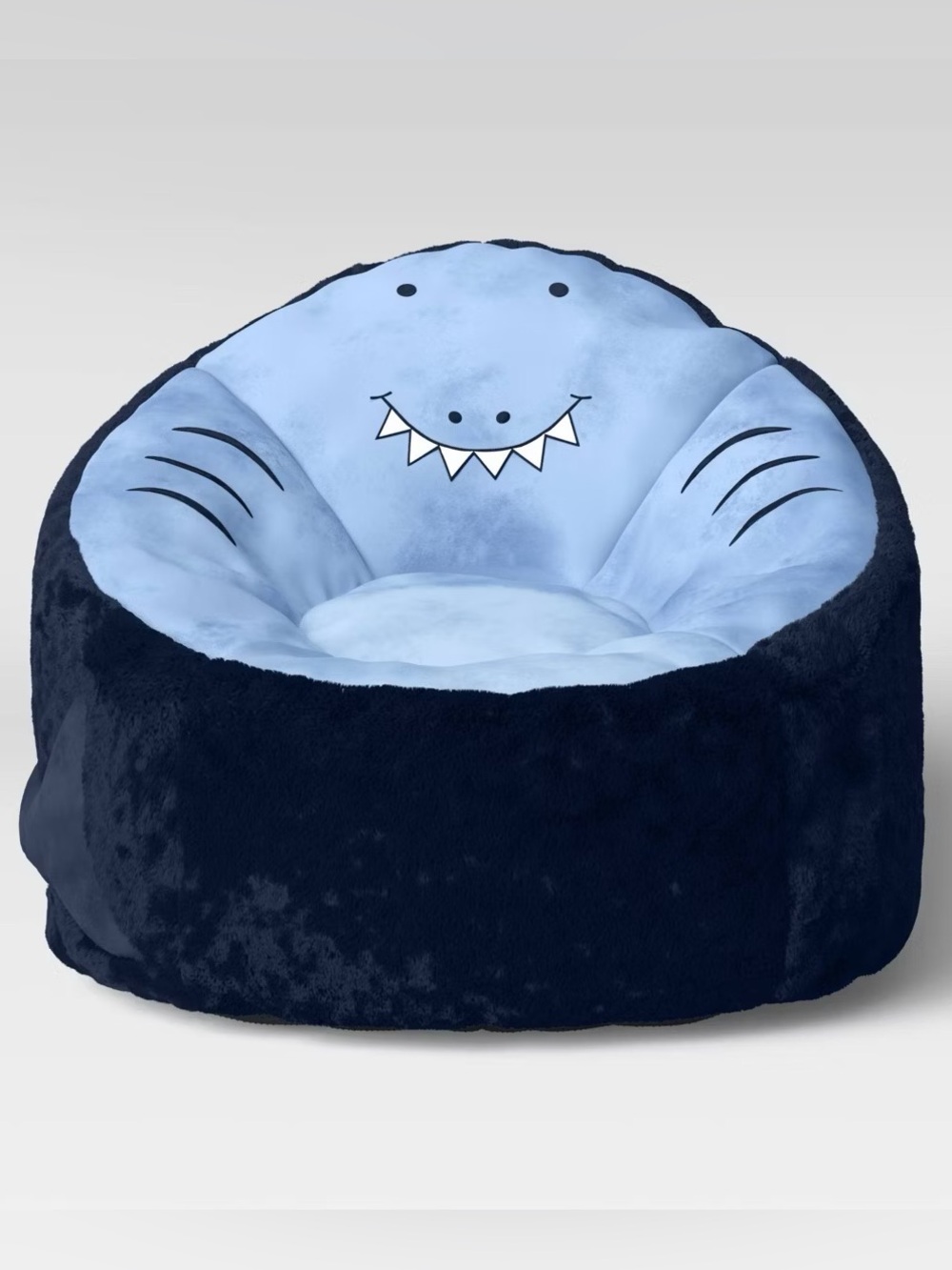 Round Plush Shark Seat - Light Blue & Navy
